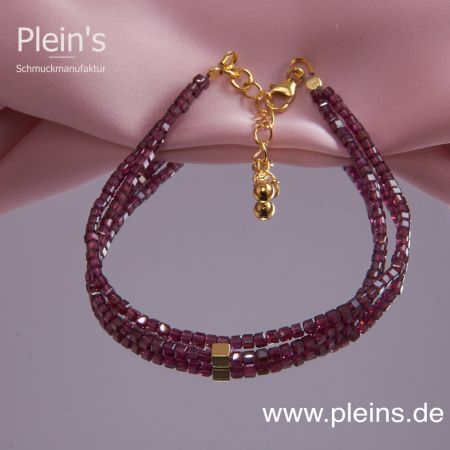 Granat Doppelarmband Würfel rot facettiert